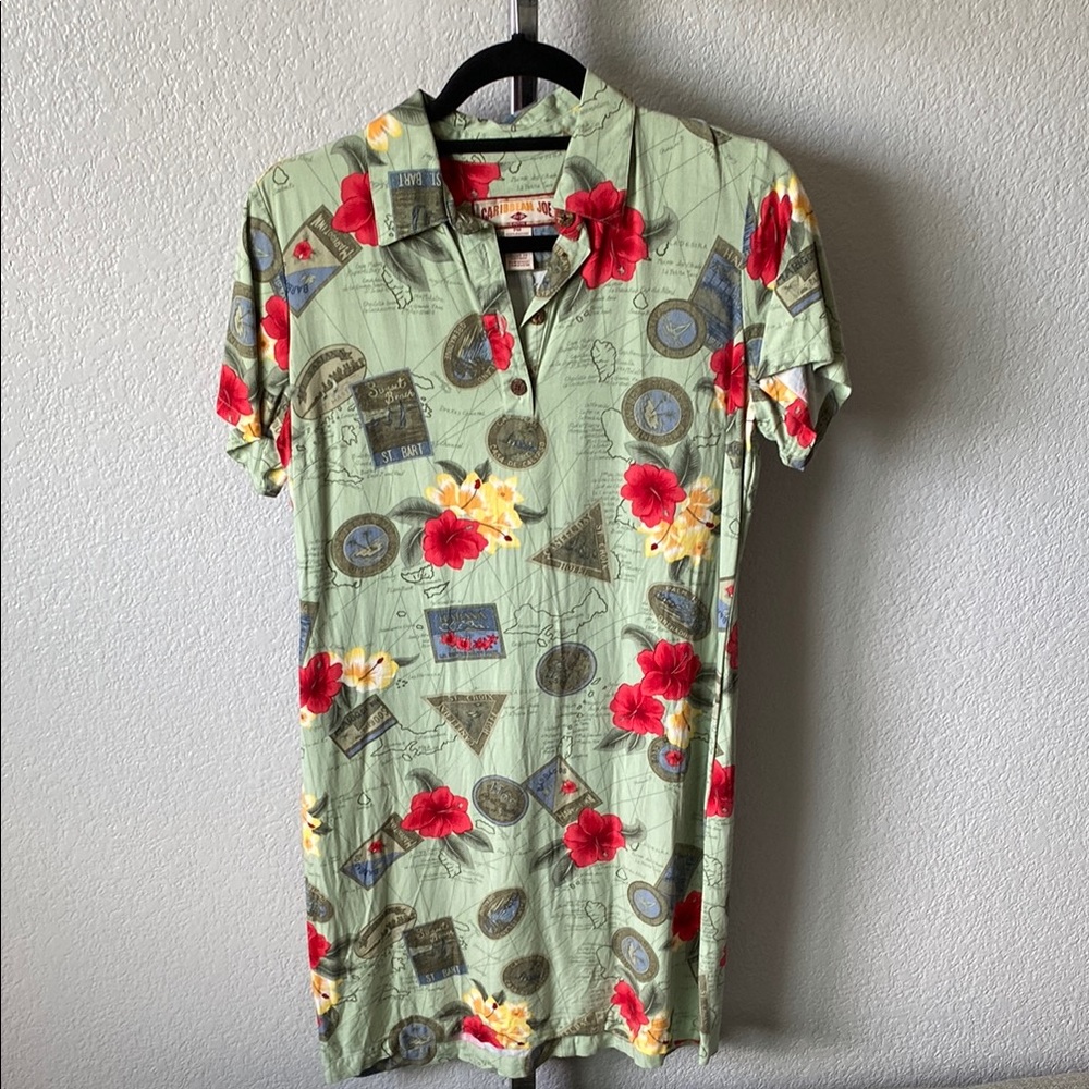 Caribbean Joe Hawaiian print aloha shirt Tropical floralDress PM